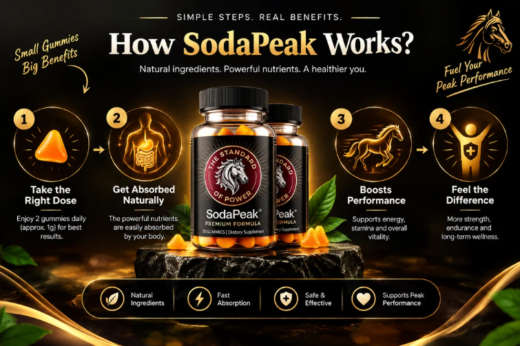 Steps showing how SodaPeak Gummies work